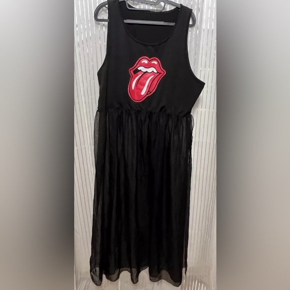 Black Cover-Up SZ: (3XL) Black with Mouth Red Tongue on Front NNT - Picture 4 of 4